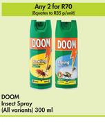 Doom Insect Spray (All Variants)-For 2 x 300ml