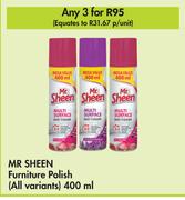 Mr Sheen Furniture Polish (All Variants)-For 3 x 400ml