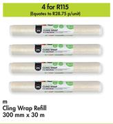 M Cling Wrap Refill-For 4 x 300mm x 30m