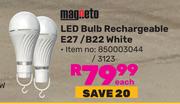 Magneto LED Bulb Rechargeable E27/B22 White-Each