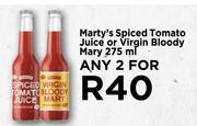 Marty's Spiced Toamto Juice Or Virgin Bloody Mary-For Any 2 x 275ml