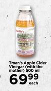 Tman's Apple Cider Vinegar(With The Mother)-500ml Each