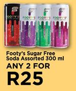 Footy's Sugar Free Soda Assorted-For Any 2 x 300ml