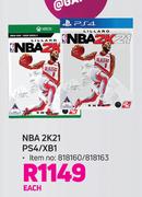 NBA 2K21 Game For PS4/XB1-Each