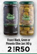 Ficacci Black, Green Or Pimento Olive Jars-For 2 x 140g