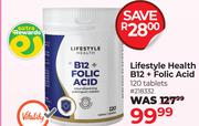 Lifestyle Health B12 + Folic Acid 120 Tablets 218332