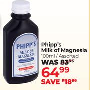 Phipp's Milk Of Magnesia Assorted-100ml