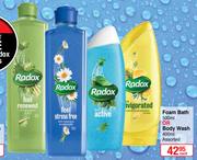 Radox Foam Bath 500ml Or Body Wash 400ml-Each