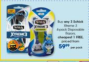 Schick Xtreme 3 4 Pack Disposable Razors-Per Pack