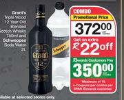 Grant's Triple Wood 12 Year Old Blended Scotch Whisky 750ml & Schweppes Soda Water 2L-Per Combo