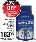 Vascamen Unique Supplement For Men 90 Tablets