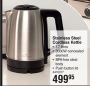 Stellar 1.7Ltr Stainless Steel Cordless Kettle