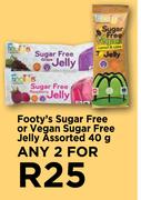 Footy's Sugar Free  Or Vegan Sugar Free Jelly Assorted-For Any 2 x 40g
