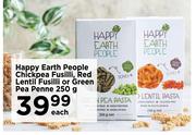 Happy Earth People Chickpea Fusilli, Red Lentil Fusilli Or Green Pea Penne-250g Each