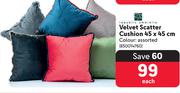 Velvet Scatter Cushion-45 x 45cm Each