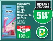 Max Shave Bikini Single Blade Disposable Razors 3 Pack-Per Pack