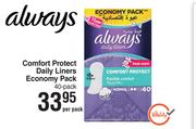 Always Comfort Protect Daily Liners Economy Pack 40 Pack-Per Pack