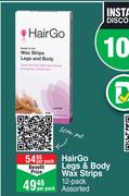 Hair Go Legs & Body Wax Strips 12 Pack Assorted-Per Pack