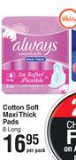 Always Cotton Soft Maxi Thick Pads 8 Long-Per Pack