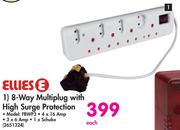 Ellies 8 Way Multiplug With High Surge Protection FBWP3-Each