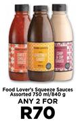 Food Lover's Squeeze Sauces Assorted-For Any 2 x 750ml/840ml
