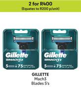 Gillette Mach3 Blades 5's Pack-For 2