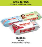 Huggies Wipes (All Variants)-For Any 3 x 56/72's Pack