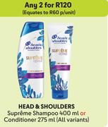 Head & Shoulders Shampoo 400ml Or Conditioner 275ml (All Variants)-For Any 2