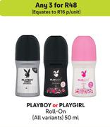 Playboy Or Playgirl Roll On (All Variants)-For Any 3 x 50ml
