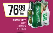 Hunter's Dry Cider Handies-6 x 330ml Per Pack