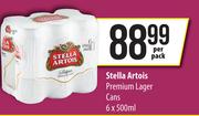 Stella Artois Premium Lager Cans-6 x 500ml Per Pack