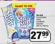 Sta Soft Concentrated Fabric Conditioner Assorted-500ml/800ml Each