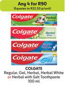 Colgate Regular, Gel, Herbal, Herbal White Or Herbal With Salt Toothpaste  100ml-For Any 4