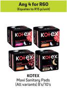 Kotex Maxi Sanitary Pads (All Variants) 8's/10's-For Any 4 