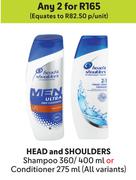 Head And Shoulders Shampoo 360/400ml Or Conditioner 275ml (All Variants)-For Any 2