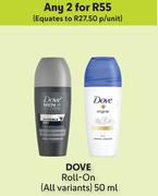 Dove Roll-On (All Variants)-For Any 2 x 50ml
