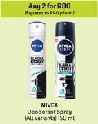 Nivea Deodorant Spray (All Variants)-For Any 2 x 150ml