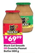 Black Cat Smooth Or Crunchy Peanut Butter-800g Each