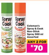 Coleman's Spray & Cook Non-Stick Spray Assorted-For Any 2 x 300ml