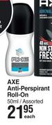 Axe Anti Perspirant Roll On Assorted-50ml Each