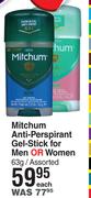 Mitchum Anti Perspirant Gel Stick For Men Or Women Assorted-63g Each