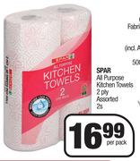 Spar All Purpose Kitchen Towels 2 Ply Assorted-2s Per Pack