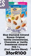 Blue Diamond Almond Breeze Original,Vanilla Unsweetened Chocolate/Vanilla Sweetened Almond Milk-3x1L