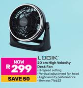 Logik 20cm High Velocity Desk Fan 716623