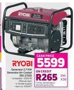 Ryobi Generator 2.7KW Generator (Air Cooled) RG-2700