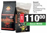 Bosveld Hardwood Charcoal 3Kg, Wood Kameeldoring 8Kg & Firelighters 180g-For All