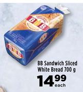 BB Sandwich Sliced White Bread-700g Each
