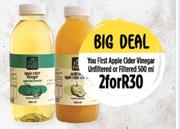 You First Apple Cider Vinegar (Unfiltered Or Filtered)-For 2 x 500ml