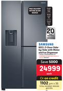 Samsung 602Ltr 3-Door Side-By-Side With Water And Ice Dispenser RS65R5691B4/ZA 