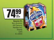 Bavaria 0% Non Alcoholic (All Flavours) Handies Incl.Shandy Cans-6 x 330ml Per Pack